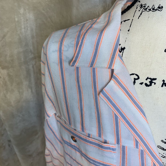 White Striped Button DownTunicTop 3/4 Sleeve Plus Size VINTAGE AMERICA 1X - Picture 7 of 16